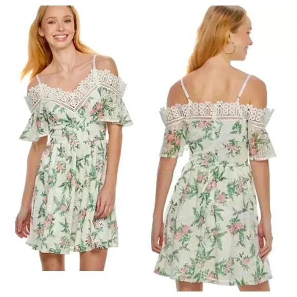 DISNEY | Princess Floral Lace Cold-Shoulder Dress Size L - Picture 1 of 9